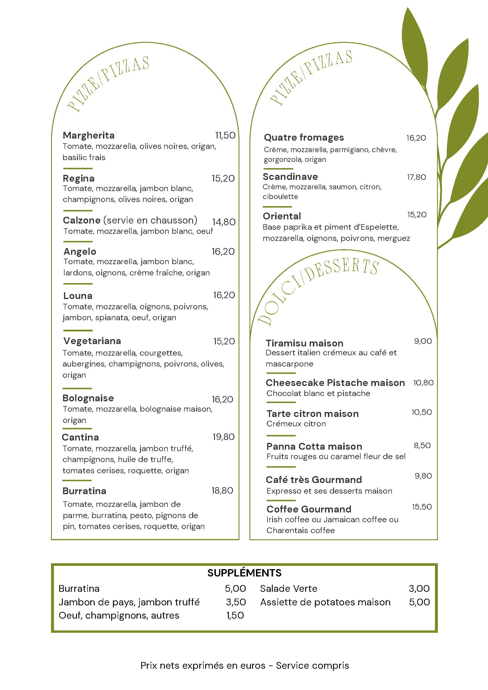 Menu été 2